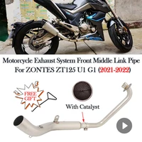full system for zontes zt125 zt 125 u1 g1 2021 2022 motorcycle exhaust escape moto 51mm front mid middle link pipe with catalyst