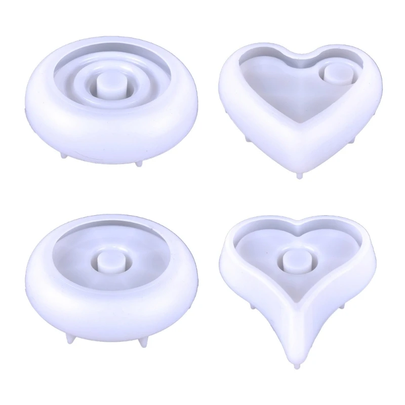 

4XBF 4Pcs Heart Candlestick Silicone Mold Gypsum Plaster Mold Lipstick Holder Tray Mold for DIY Jewelry Organizer Home Decor