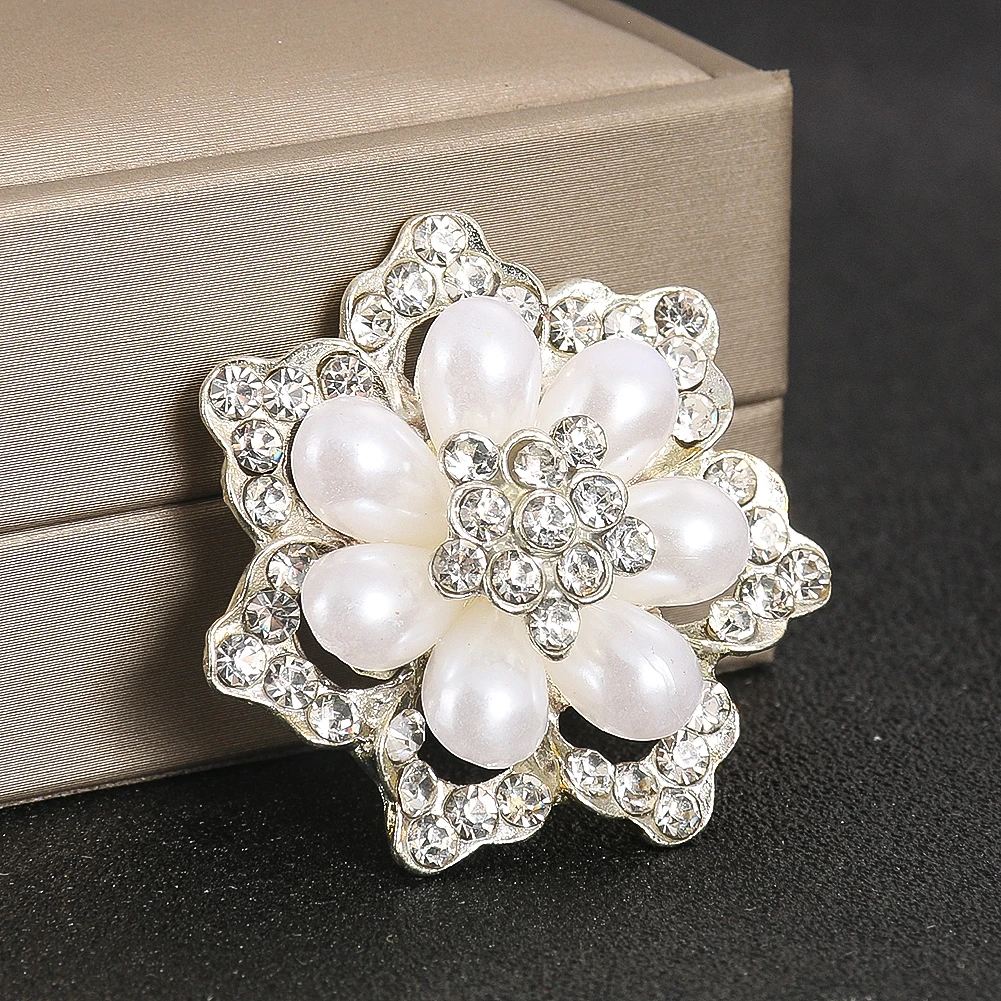 

2PC Inlay Shiny Zircon Rhinestones Peony Flowers Petal Flatback Button Shirt Cufflinks Charms Wedding Bridal Veil Hair Accessory