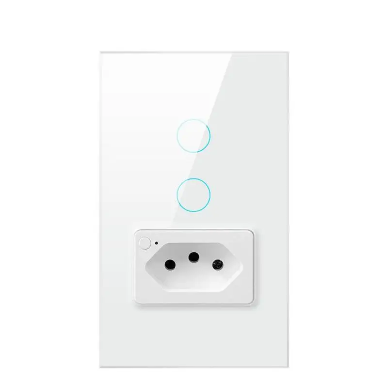 

Tuya WiFi Smart Touch Light Switch Socket 20A Brazil Smart Wall Plug Smart Home Works With Smart Life Voice Via Alexa Google