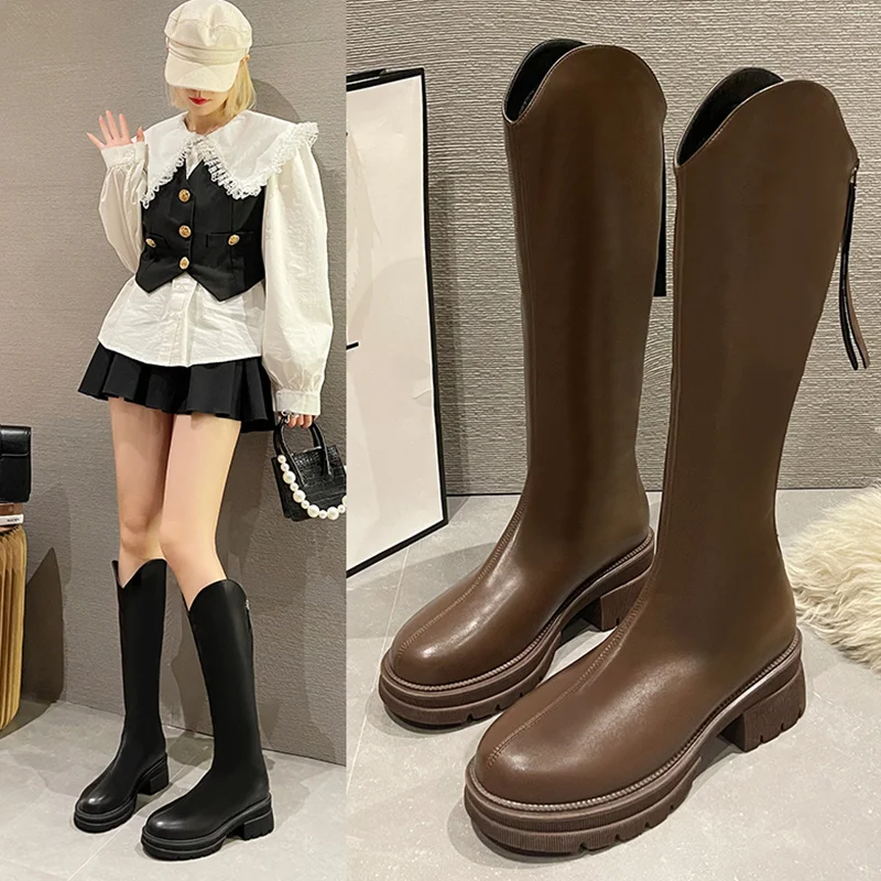 

Shoes Women's Boots Autumn Winter Footwear Sexy Thigh High Heels High Sexy Round Toe Boots-Women 2022 Lolita Over-the-Knee Rubb