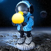 1845pcs holding the moon astronaut micro building block blue luminous spaceman diamond brick model toys for boy friend gift
