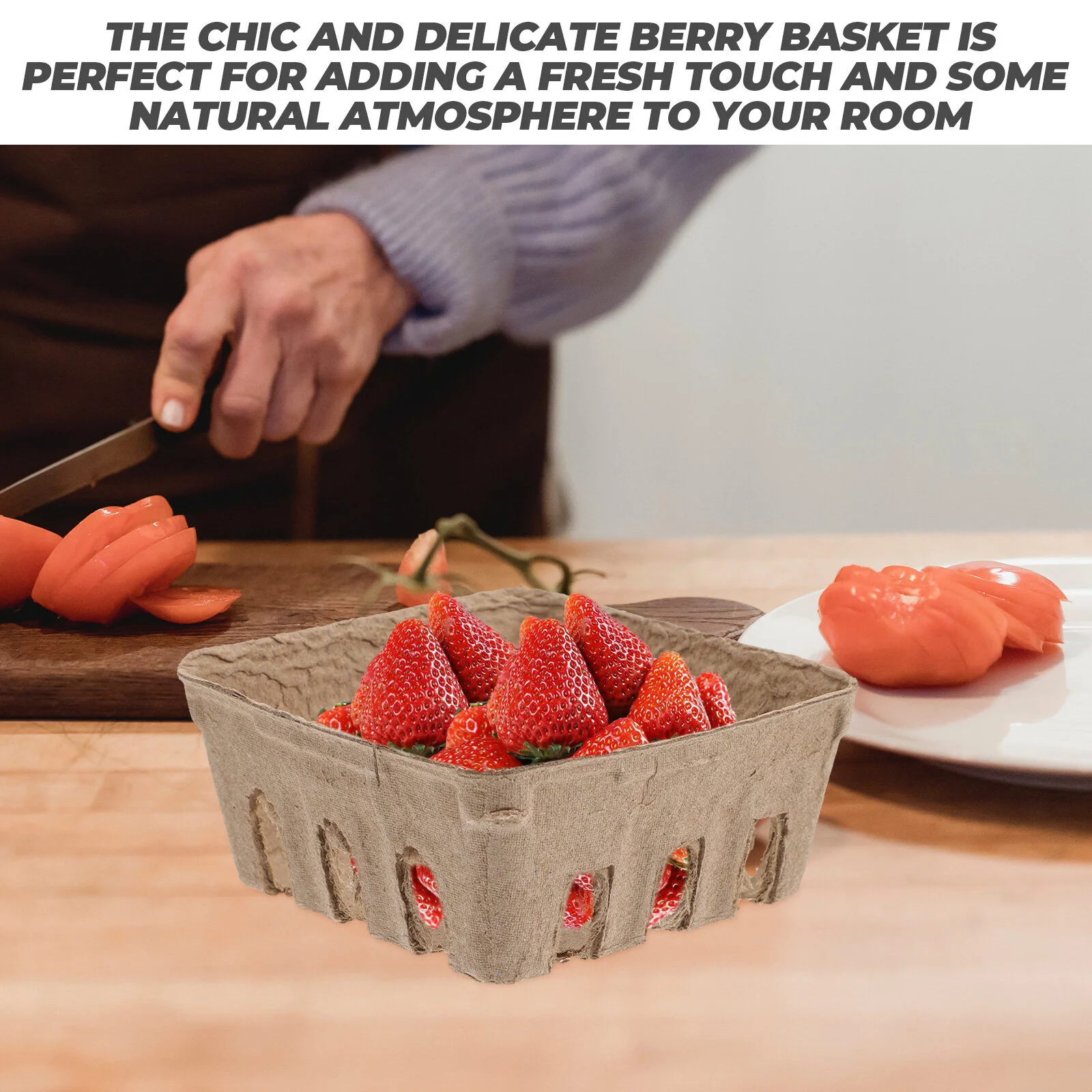 

50 Pcs Compost Container Fruit Bowl Storage Supplies Berry Basket Tray Holder Pulp Paper