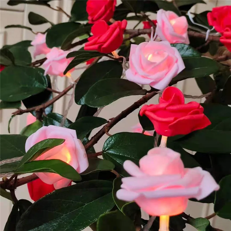 

Гирлянда с искусственными цветами розы, светодиодная гирлянда, скасветильник освещение на День святого Валентина, свадьбу, рождественские ...
