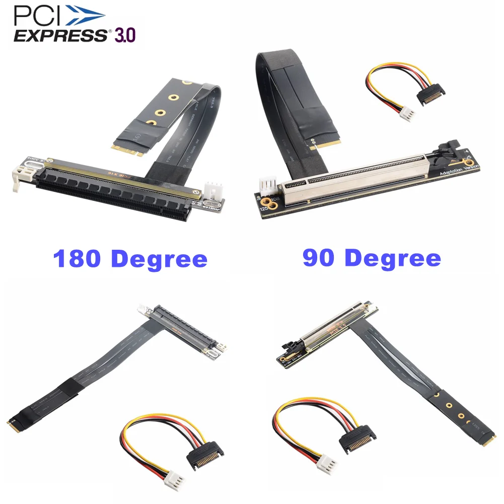 

Высокоскоростной 90-градусный GPU PCI-E PCI E 3,0 X16 16X до M2 M.2 M-Key M Gen 3, удлинитель, переходник с кабелем питания Sata