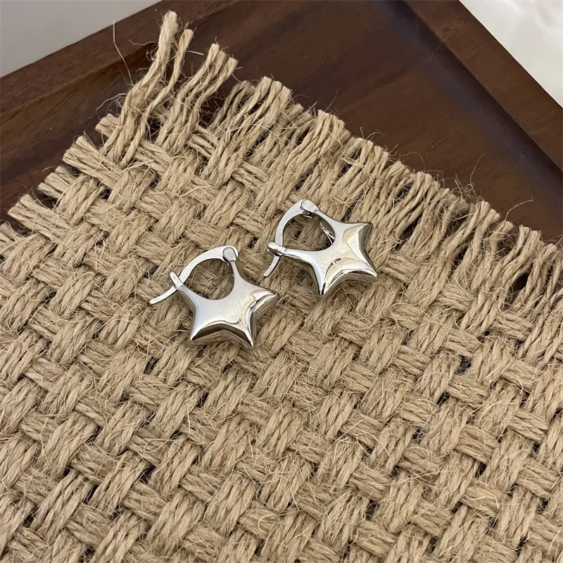 

Simple Silver Color Star Earrings For Woman 2023 Fashion Hip Hop Punk Earrings Charm Luxury Brands Holiday Gifts Gift Female Y2k