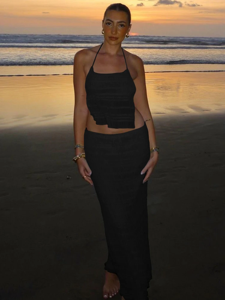 Insglas прозрачный сетчатый топ и юбка