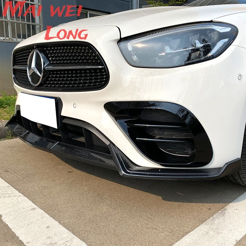 Фото Amortecedor dianteiro Lip Preto Brilhante Ou Spoiler De Fibra De Carbono, комплект кузова для Mercedes Benz E-Class W213 S213 2020-202 №4