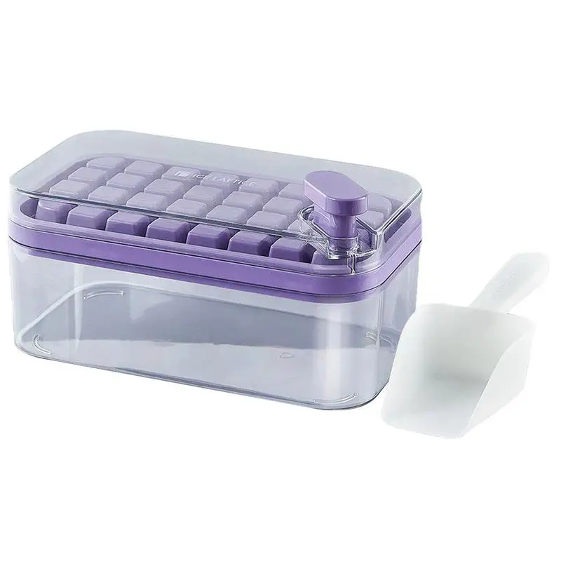 

Ice Cube Trays For Freezer 32-grid Silicone Ice Tray With Storage Bin Stackable Mini Ice Cube Tray Making Ice Chilling Cocktail