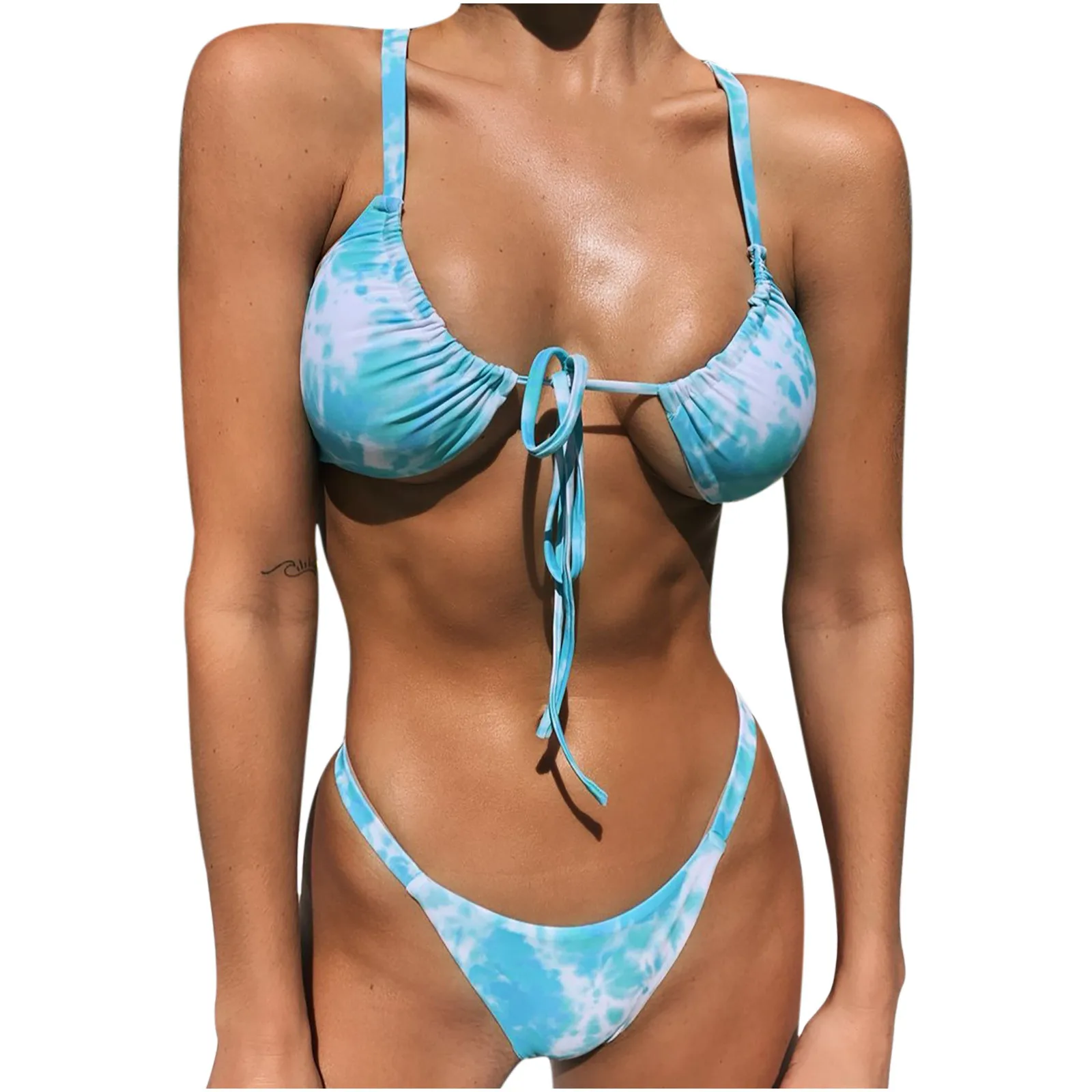 

Patchwork Swimsuit Beachwear Bikini Set Swimwear Padded Women Tie-Dye Push-Up Swimwears Tankinis Set Swimwears Swimsuit bikini