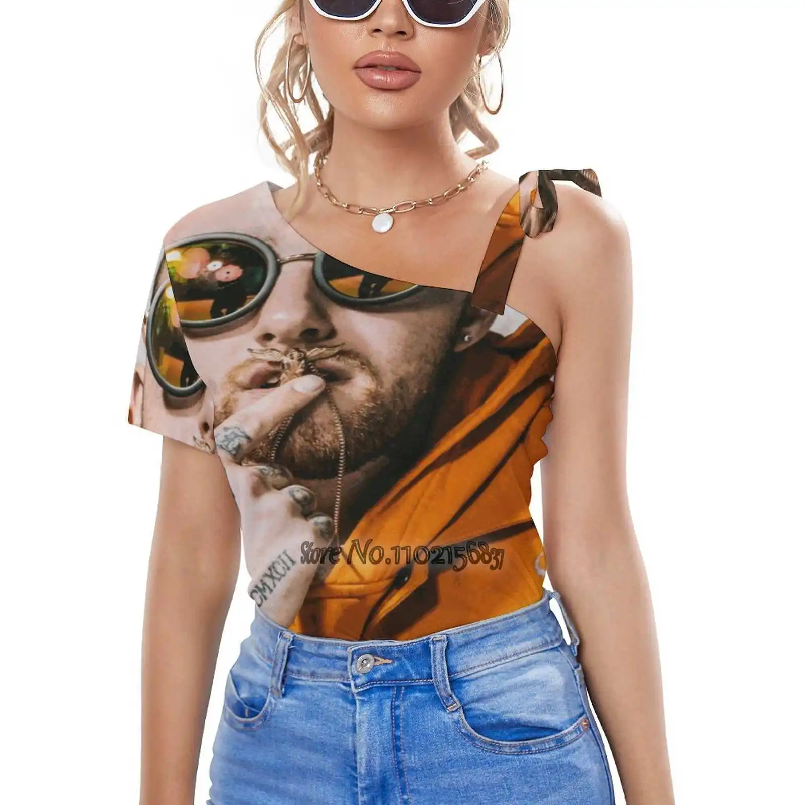 Женская Повседневная Сексуальная футболка Smoke футболки на одно плечо со