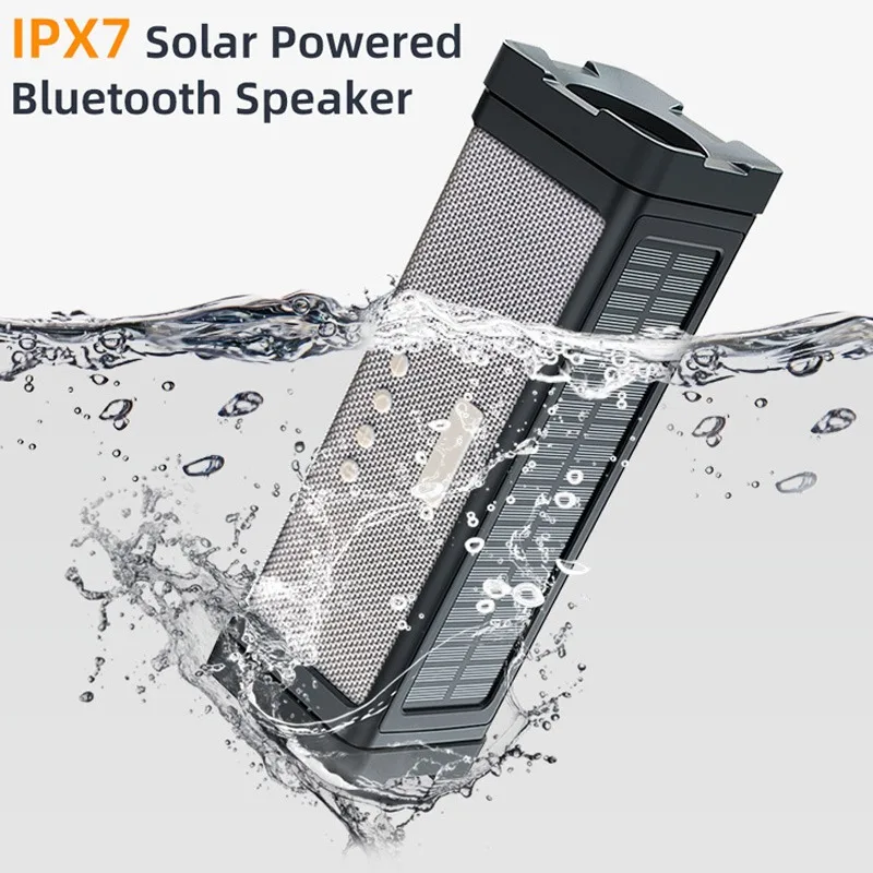 Портативная колонка T68 на солнечной батарее водонепроницаемая IPX7