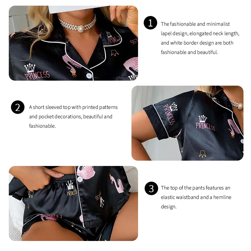 Женский пижамный комплект для повседневного использования с отложным