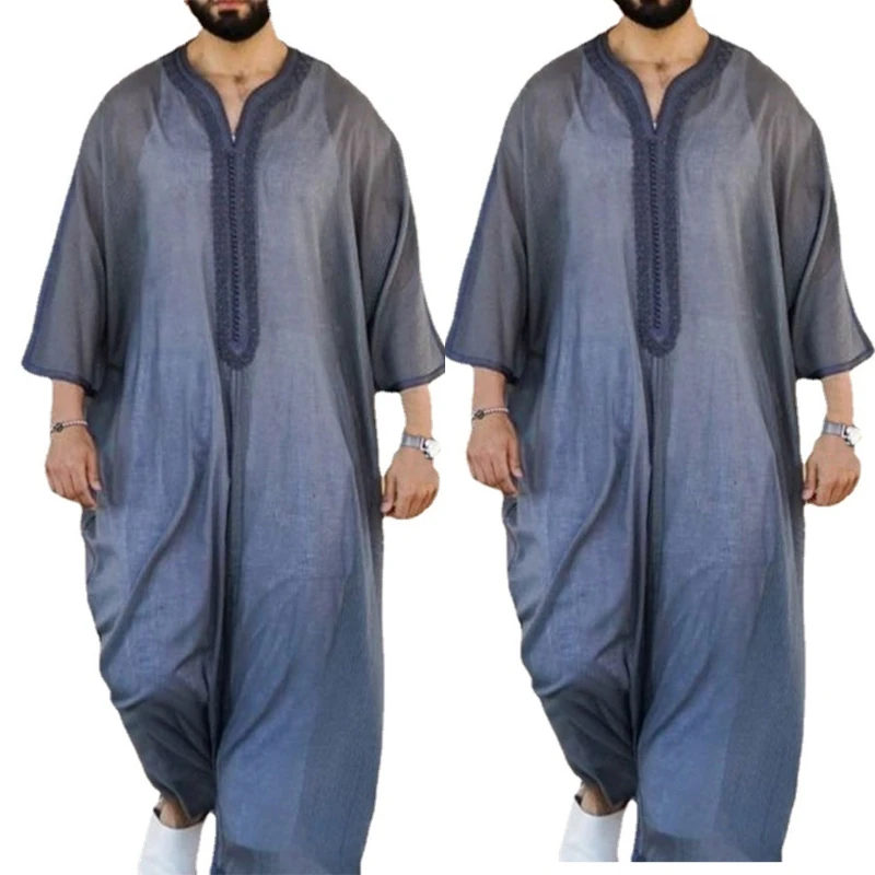 

Y166 Fashion Muslim Men's Long Shirt Loose Casual Fashion Robe African Simple Long Sleeve Summer Mens Traditional Clothing