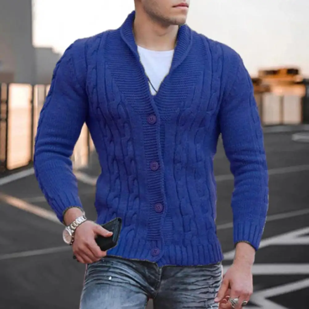 

Men Knit Sweater Stylish Warm Men's Knitted Cardigan Jackets with Lapel Collar Slim Fit for Cold Weather Fashion Men Sweater