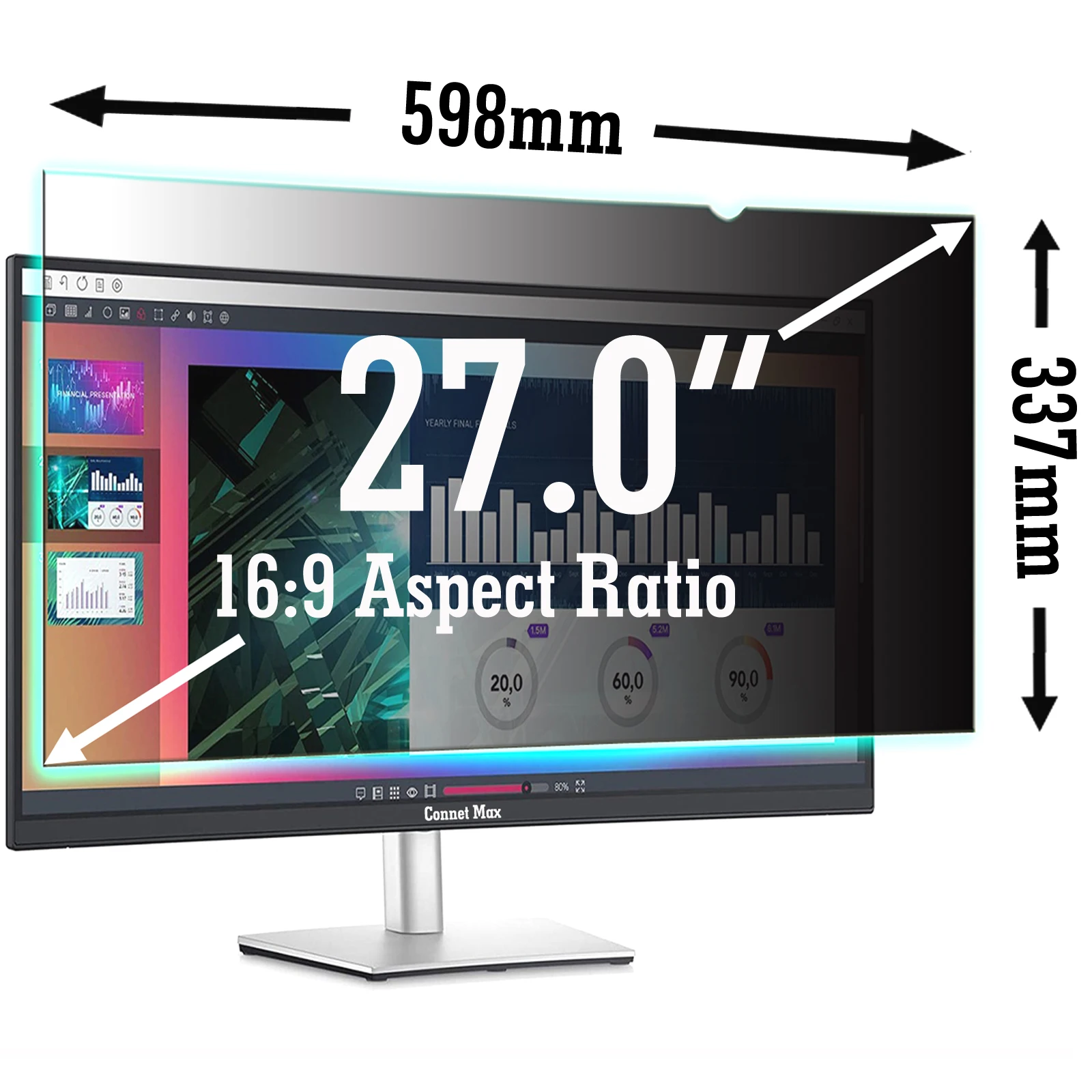 27inch W9 Widescreen  598mm*337mm  Privacy Filter Screen Protector Protective Film for 27'' Monitor images - 6