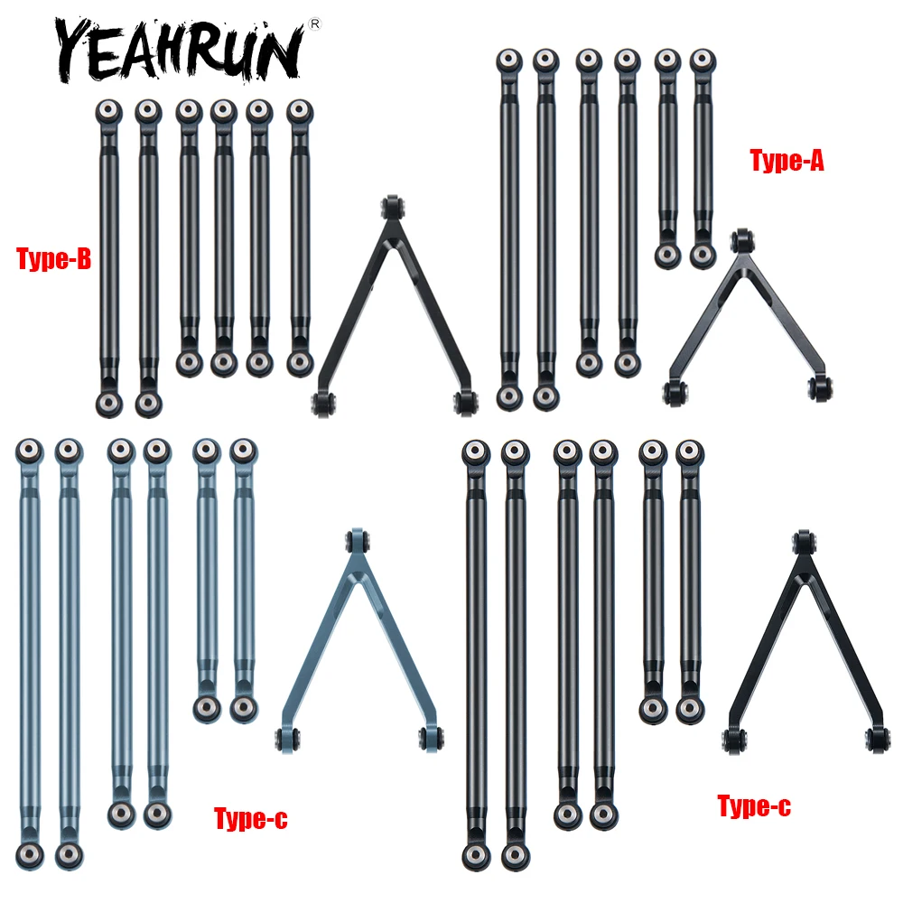 

YEAHRUN Aluminum Steering Link Set Linkage Rod Kit for Axial SCX24 AXI00001 AXI00002 AXI00005 AXI00006 1/24 RC Crawler Car Parts