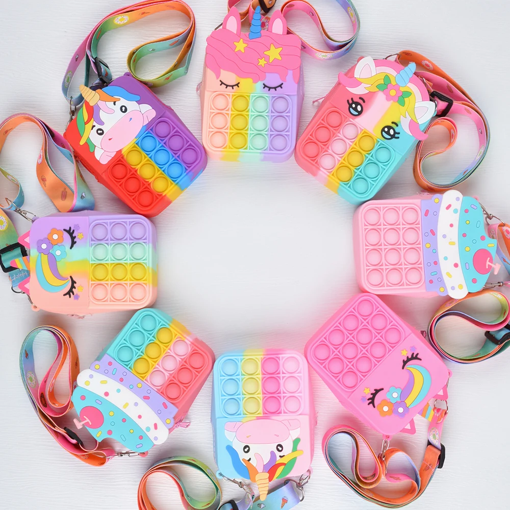 

Unicorns Bags Pops Fidget Toys Children Anti Stress Pops Girls Push Bubble Bag Adult Dimple Antistress Gifts