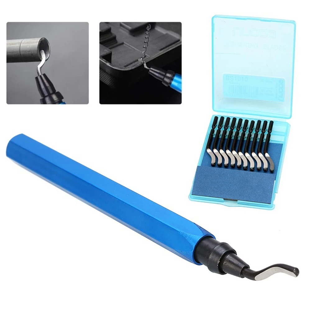 

RB1000 Handle Burr Metal Deburring Tool Handle Remover Cutting Tool With 10pcs Rotary Deburr Blade DeburRed For Luminium Copper