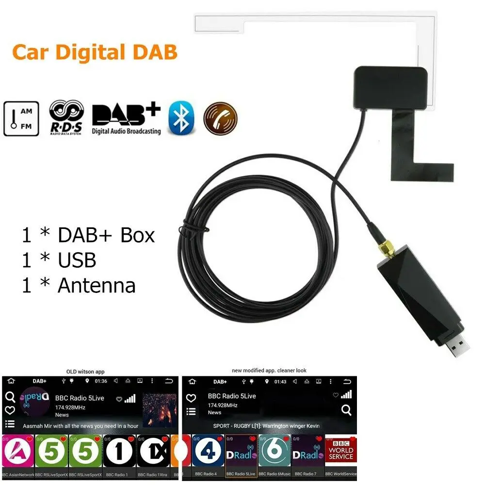 

External DAB Radio Receiver In Car Digital Antenna DAB+ Adapter Aux Tuner Box Audio USB Amplified Loop Android Decoding Radios