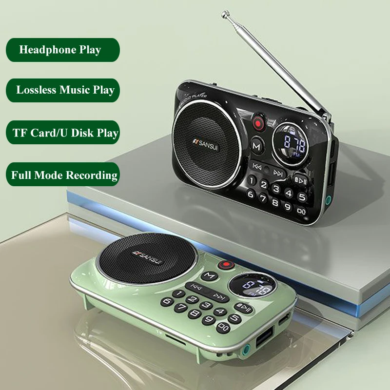 

FM Radio Bluetooth 5.0 Speaker Portable Mini Radio For The Elderly HiFi TF/USB MP3 Music Player Support Recordin Headphones Play