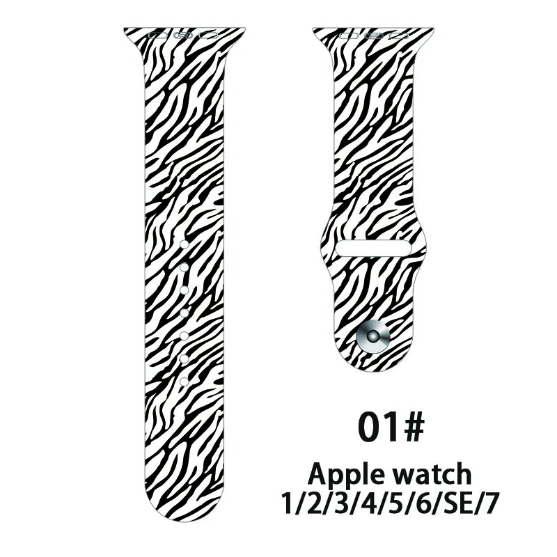 

For Apple Watch Band 42MM 44MM 45MM 38MM 49MM 41MM 40MM Stripe Printed Strap Silicone Strap for iWatch S8 7 SE 6 5 4 3