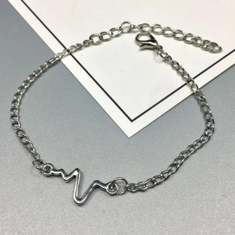 TOGORY простые индивидуальные браслеты Bileklik Ecg фигурка молнии тонкие с подвесками