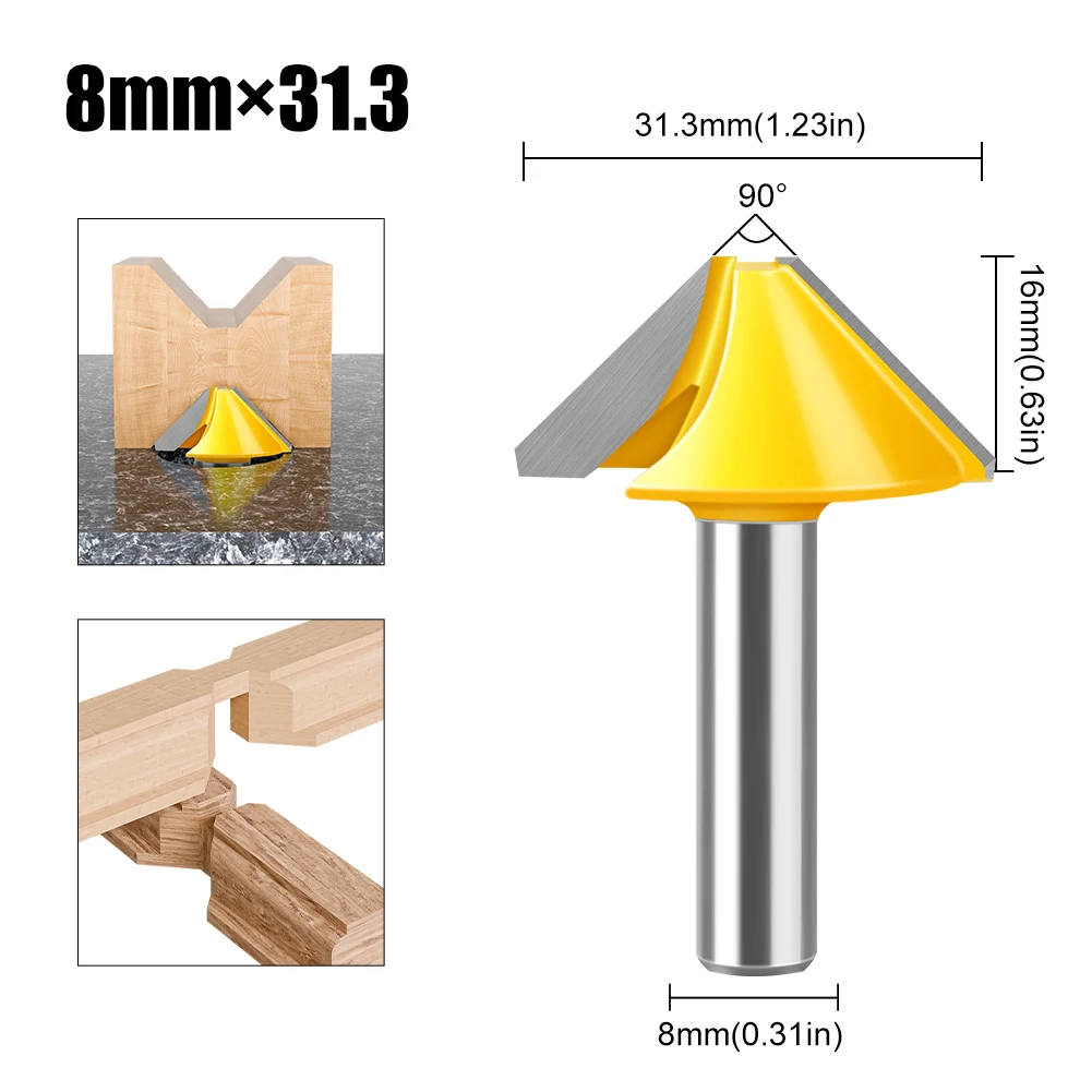 

8 мм 12 мм 1/2 "Хвостовик с плоским дном V-образный фрезерный станок Прямой фрезерный станок Деревообрабатывающий фрезерный станок Деревообрабатывающие инструменты