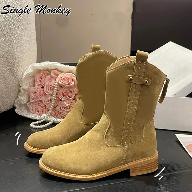 Женская обувь замшевые рыцарские сапоги на платформе новинка 2022 зимние