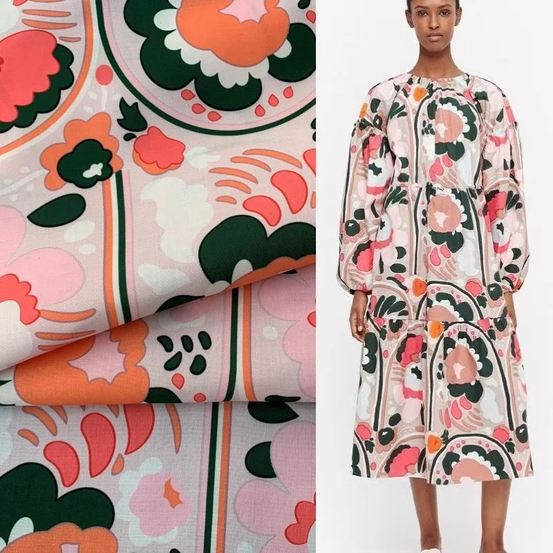 

2022 весна-лето Новинка 100% полиэстер имитация хлопка ткань с принтом текстиль рубашка для платья ручная работа высококачественный материал «сделай сам»