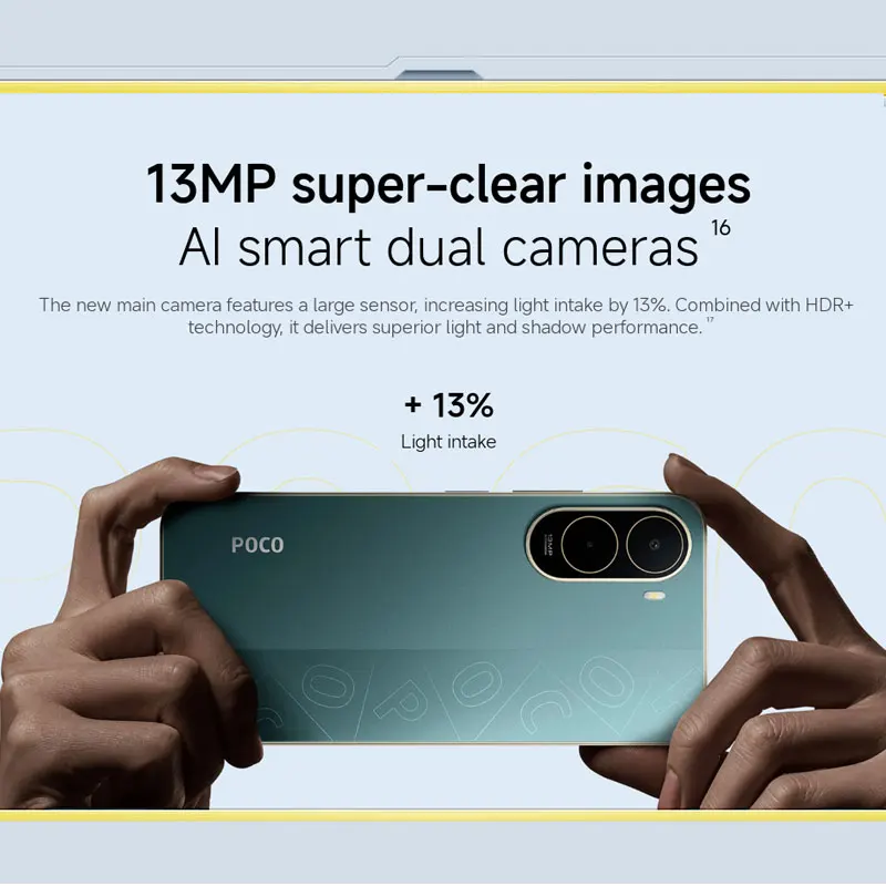 Смартфон POCO C81 Pro, глобальная версия, 6.9-дюймовый дисплей с частотой обновления 120 Гц, аккумулятор 6000 мАч, зарядка 15 Вт, камера 13 МП, процессор UNISOC T7250, NFC (art.: 3920d103ad546) - 3920d103ad546