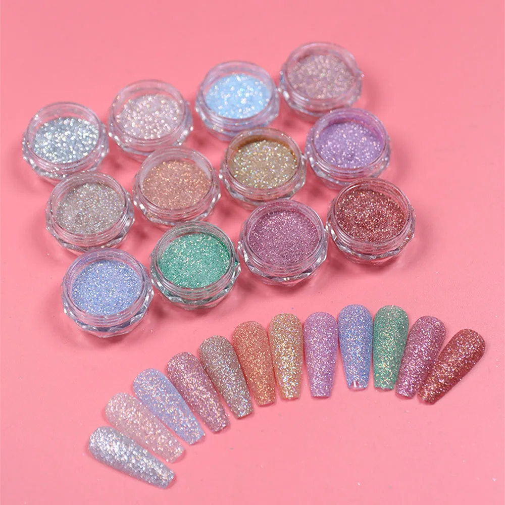 1 банка морская соль мерцающий блеск для ногтей Радужная Светоотражающая пудра