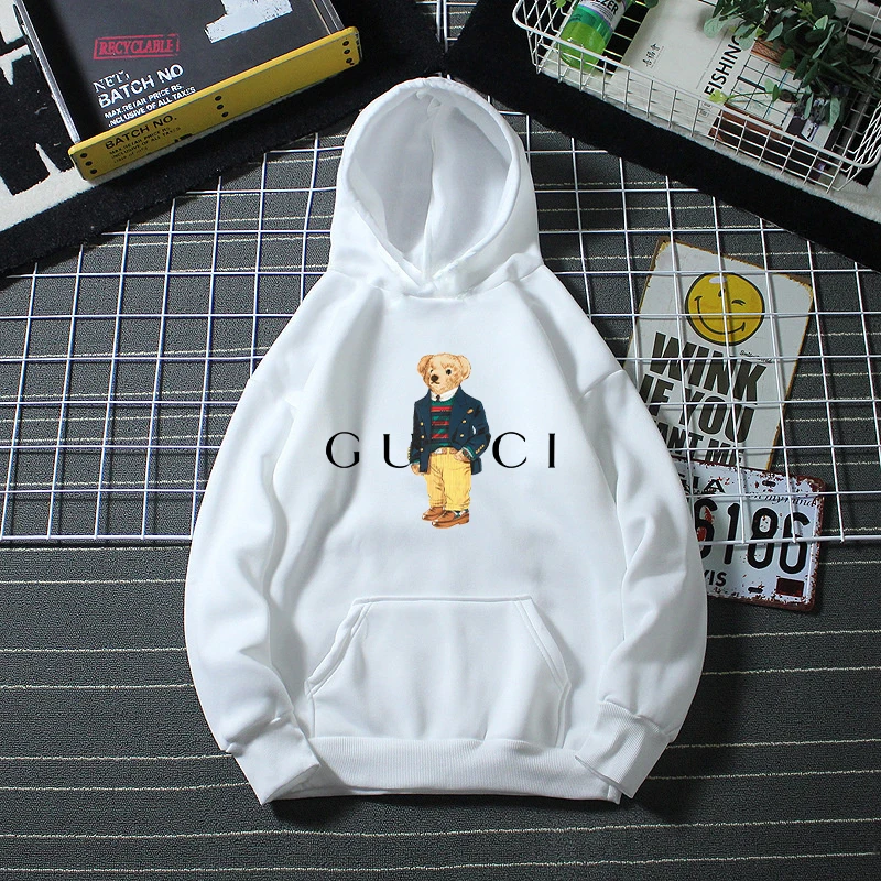 

2023 New Sports Bear Printed Hoodies Street Photo Casual Shopping Must-Have Hoody Pure Cotton High Quality Large Size Sweatshirt