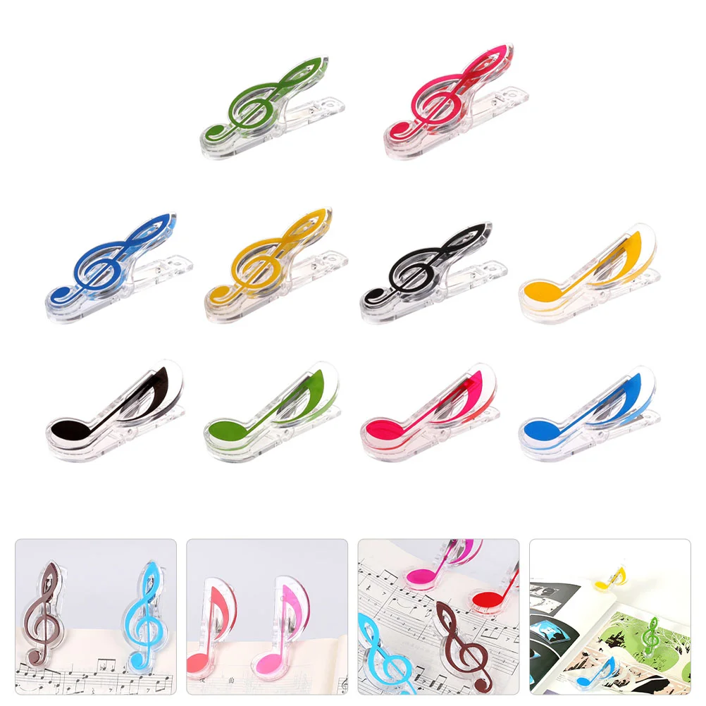 

10 Pcs Sheet Music Book Clip Note Clips Guitar Accessories Gifts Folder Clamps Piano Score Holders Practical Plastic