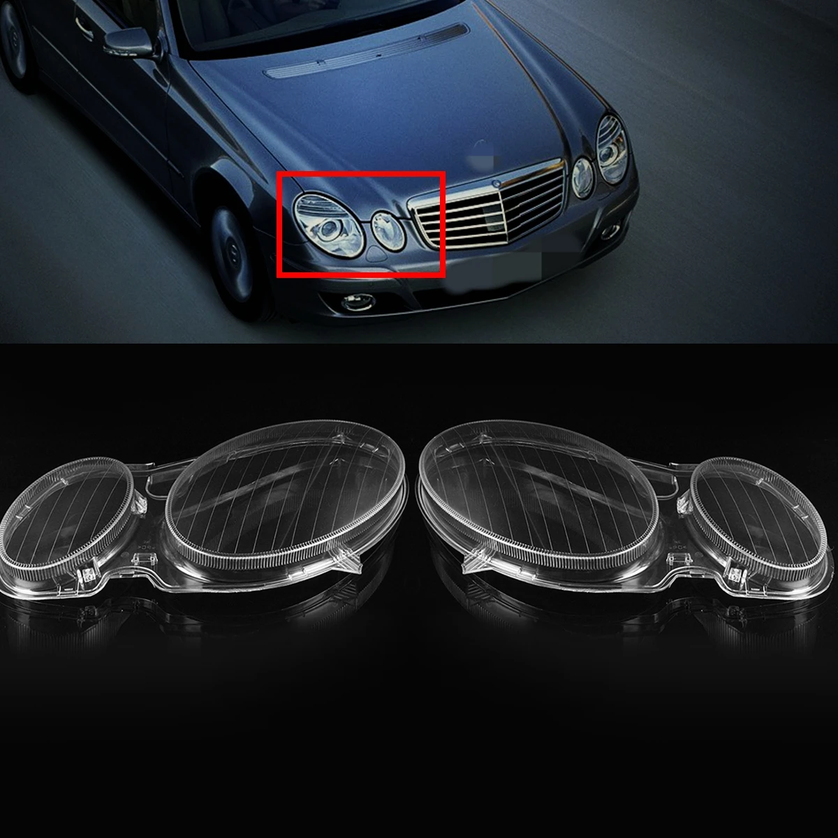 

Headlight Cover FOR MERCEDES For BENZ E CLASS W211 E240 E200 E350 E280 E300 2002-2008 W211 Headlight Lenses Transparent Parts