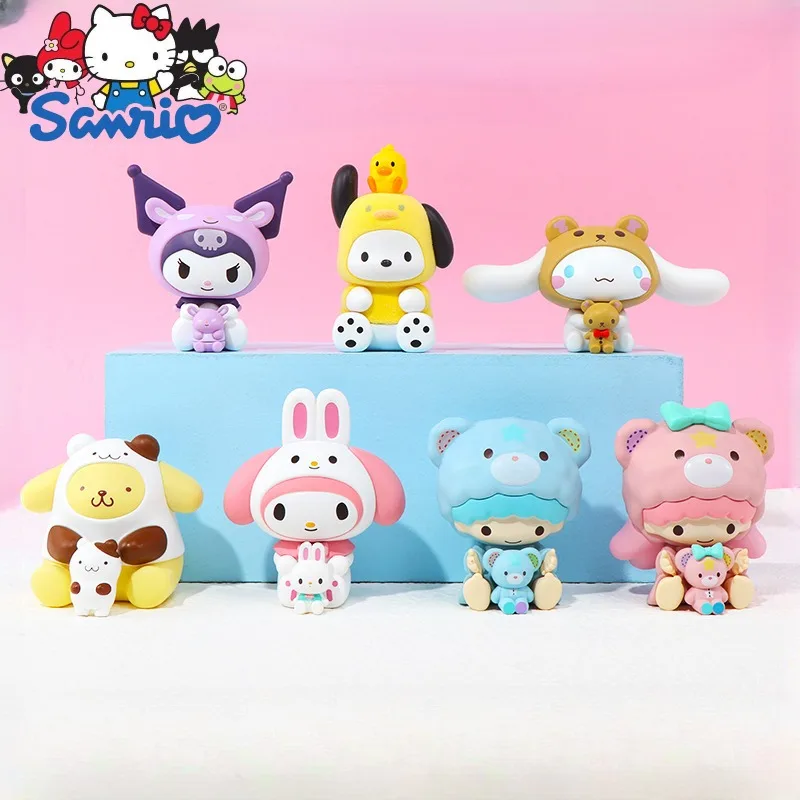 

Sanrio Kawaii Hand-made Model Hello Kitty Kuromi Mymelody Cinnamoroll Children's Toys Christmas Birthday Gift Hug Friends Series