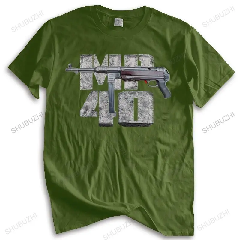 

Cotton Tshirt Men Crew Neck Tops Tee shirt Mp 40 Maschinen pistol Germany Wehrmacht Unisex Teeshirt Euro Size