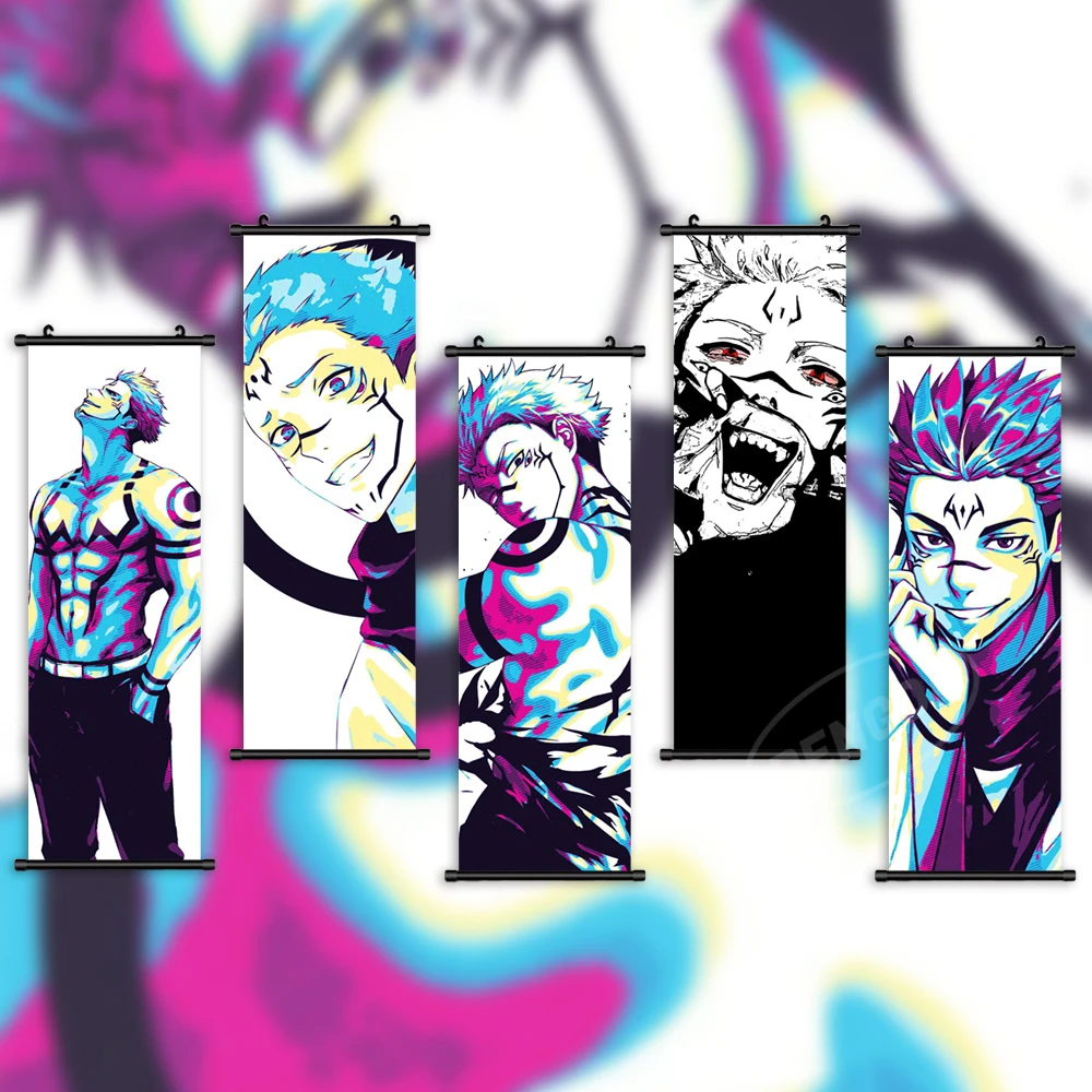 

Print Pictures Anime Canvas Home Decor Jujutsu Kaisen Poster Ryomen Sukuna Scroll Hanging Painting Bedside Background Wall Art