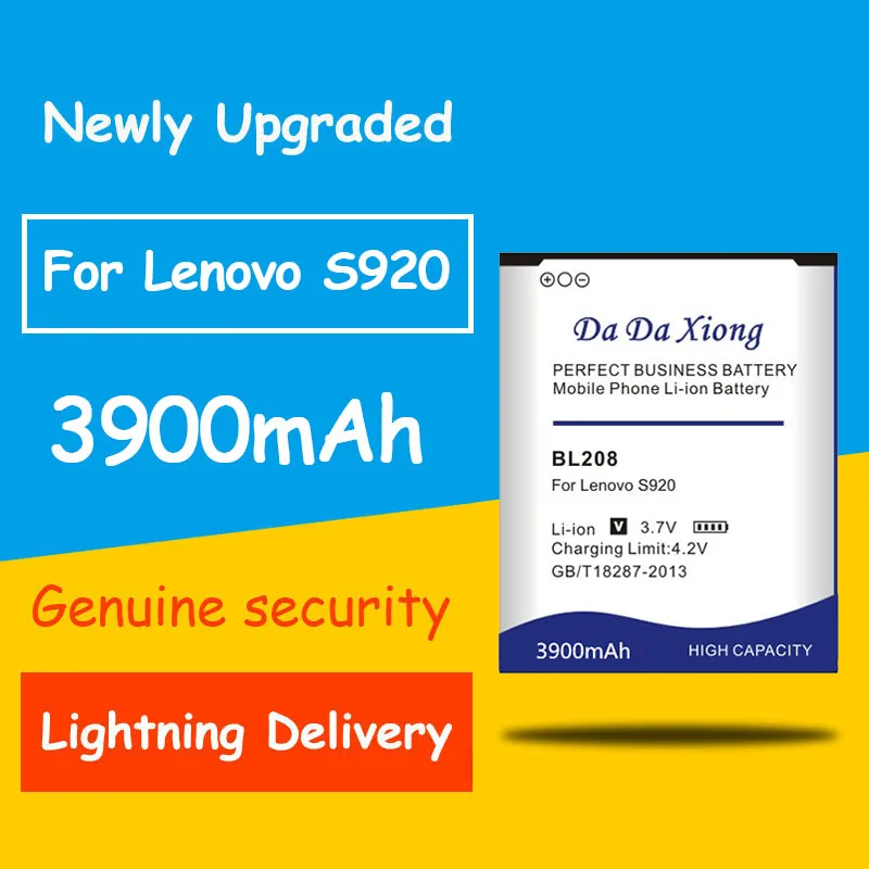

Free Shipping 3900mAh BL208 BL-208 Battery For Lenovo S920 Replacement Batteria