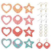 kissitty 1box mixed color acrylic pendants for dangle earring making with earring hooks jump rings handmade earring supplies kit