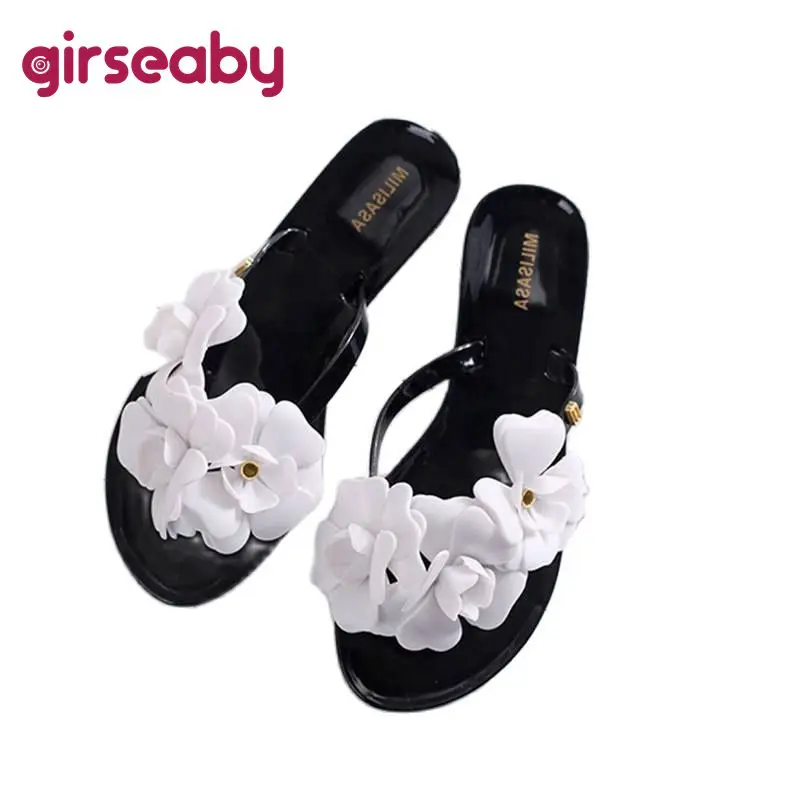 

Girseaby Women Summer Shoes Mules Clogs Flat Slippers Casual Sandals Jelly Flower Slide Flip Flops Beach Sliders Black White 40