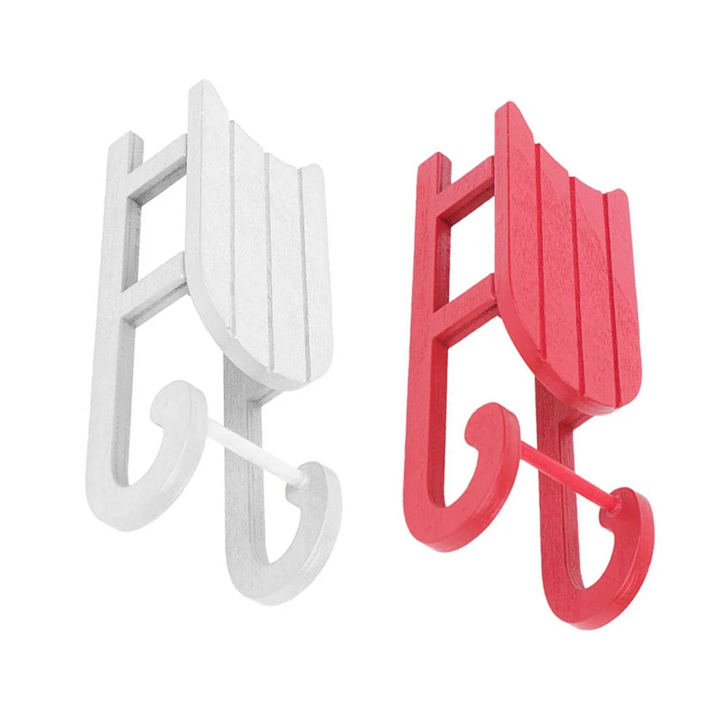 

Sled Wooden Ornaments Craft Christmas Sleigh Adornment Xmas Model Mini Vintage Decorations