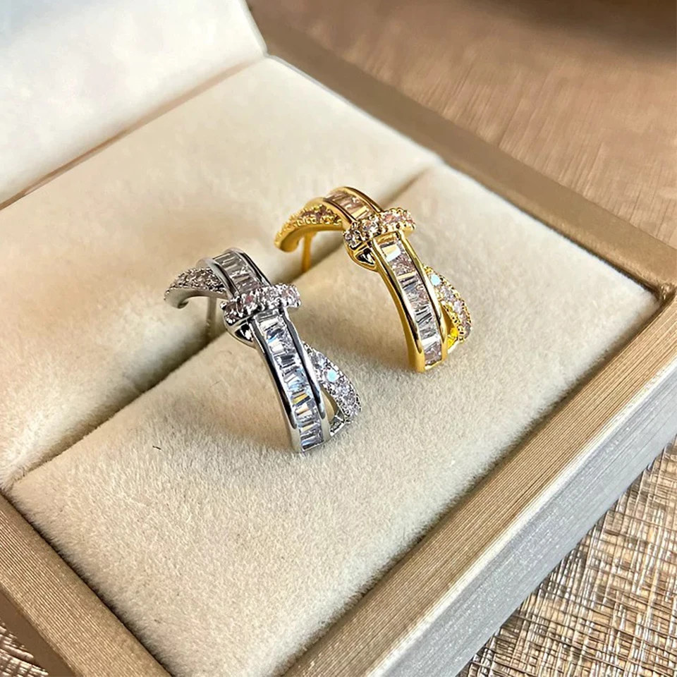 Zakol Модные Серьги-кольца В Форме Креста С Сверкающим Прозрачным Фианитом
