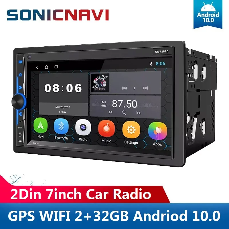 

Автомагнитола 2 din, Android 10,0, автомобильный видеоплеер с сенсорным экраном, автомобильная стереосистема, Wi-Fi, GPS, FM, Bluetooth, Универсальный Автомоб...