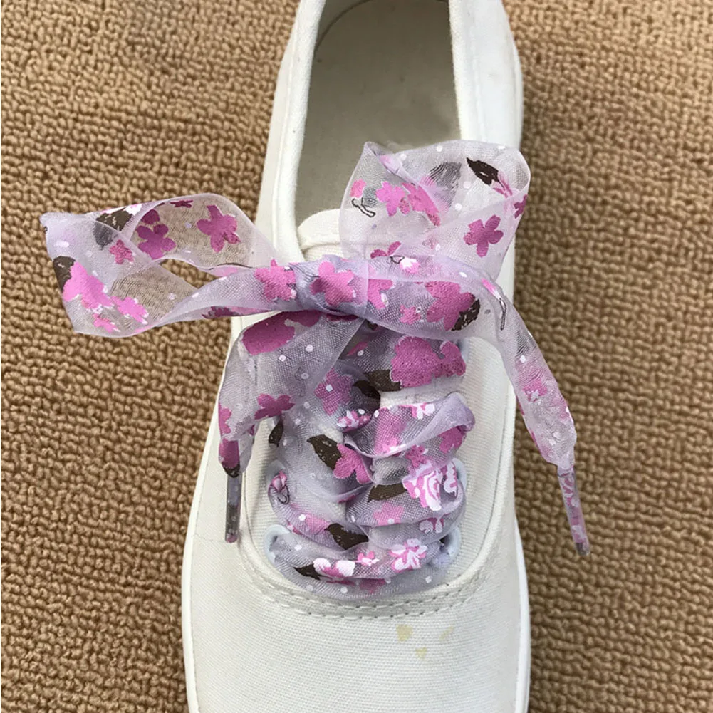 Printing Shoelaces Snow Yarn Lace Shoe Laces Transparent Sports Shoelace Women Strings Flat Satin Polyester Ribbon Shoelaces