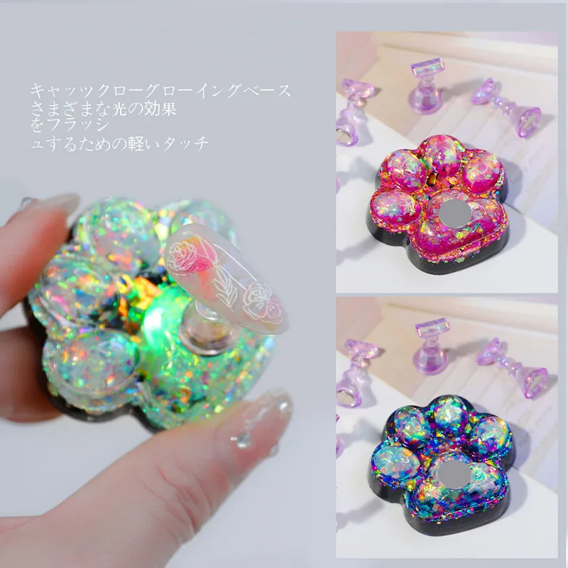 

1Pc Luminous Cat Claw Magnetic Nail Art Display Holder False Nails Tip Stand DIY Practice Training Accessories for Manicure Tool