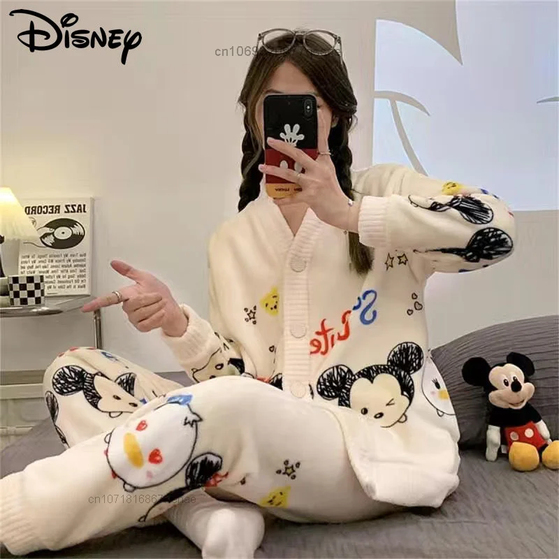 

Doraemon Микки Маус Pochacoo Hello Kitty My Melody Y2k повседневные большие Мультяшные фланелевые утепленные женские домашние пижамные костюмы