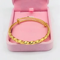 women bangle adjust bracelet solid 18k yellow gold filled classic twisted women gift dia 60mm dubai wedding party jewelry