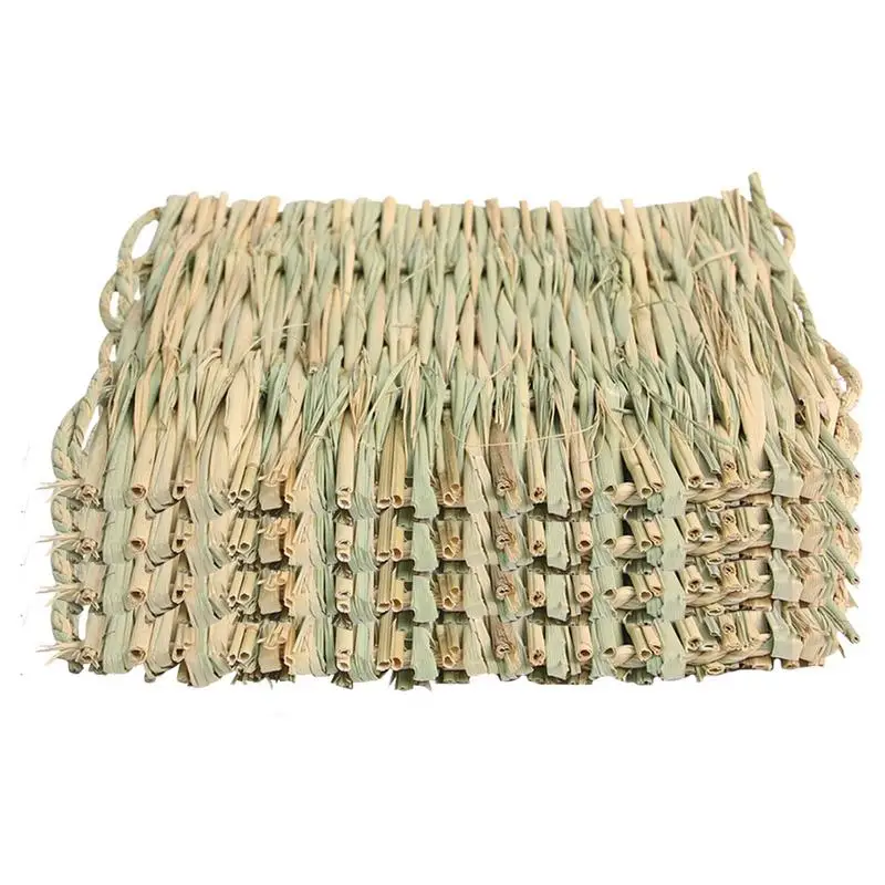 

Rabbit Hay Mat Woven Rabbit Straw Mat Rabbit Floor Mat Sleeping Chewing Nesting Toys For Bunny Guinea Pig Hamster