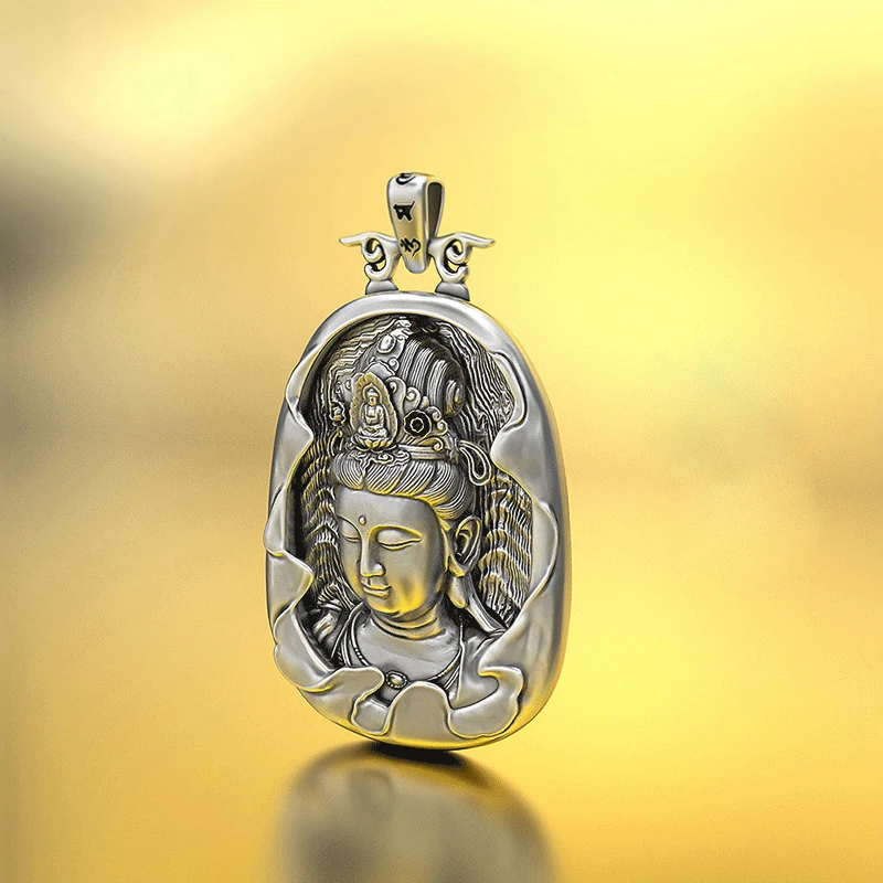 

TR Guochao Zen Heart Guanyin Bodhisattva подвеска в форме головы Гуаньинь ожерелье для мужчин и женщин ретро модные властные ювелирные изделия
